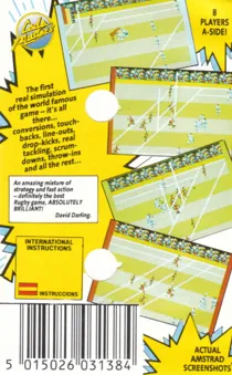 International Rugby Simulator (UK) (1988) box cover back